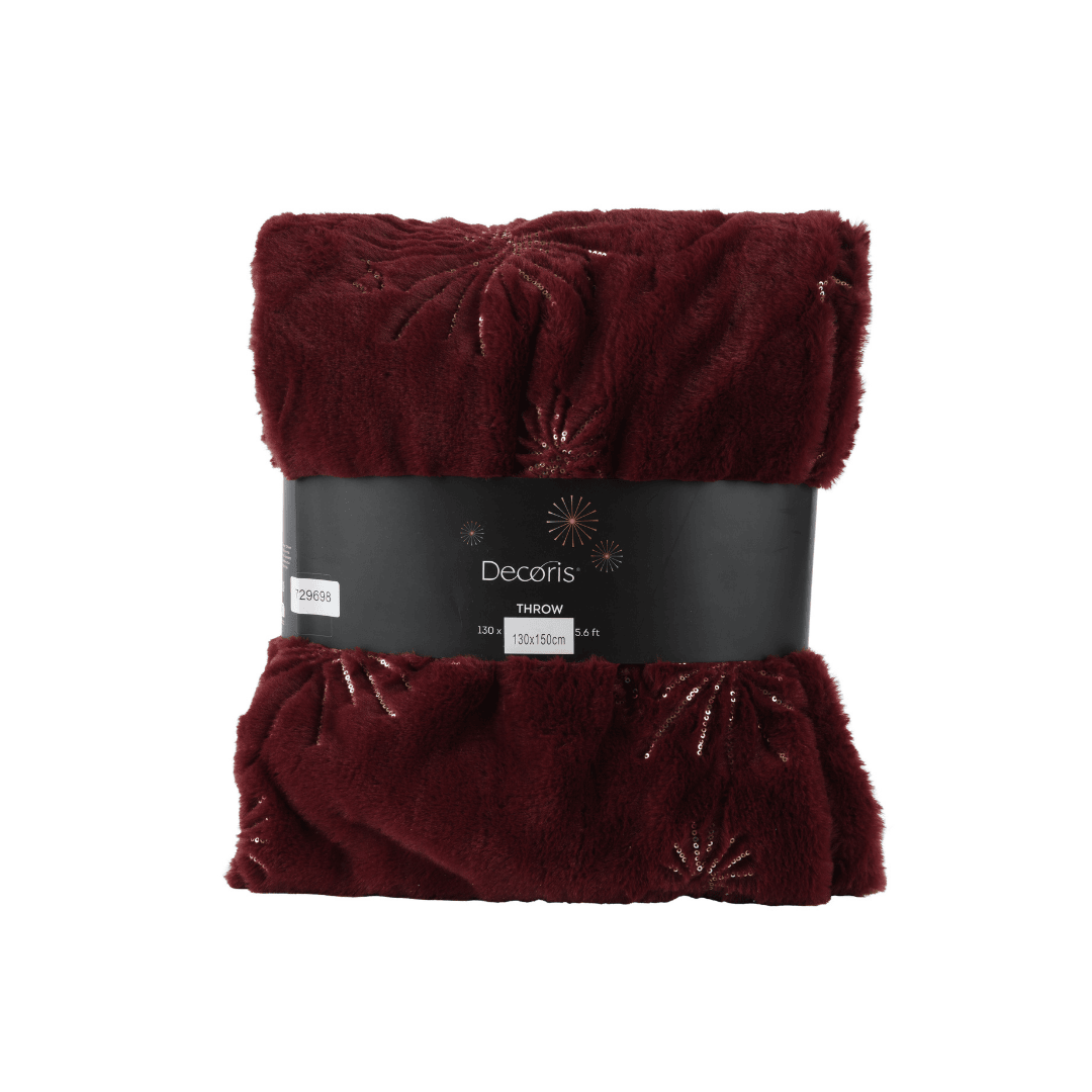 Winter Throw - Maroon Glitter