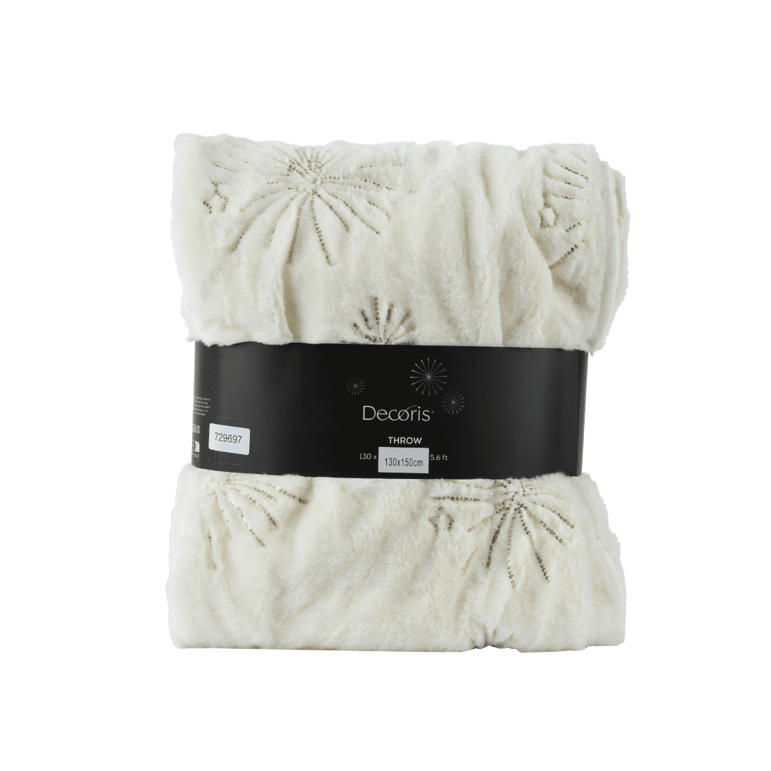 Winter Throw - Off White Glitter