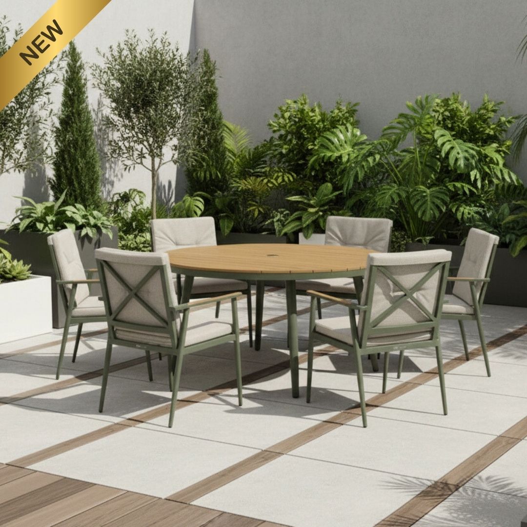 Wisley 6 Seat Dining Set - Sage