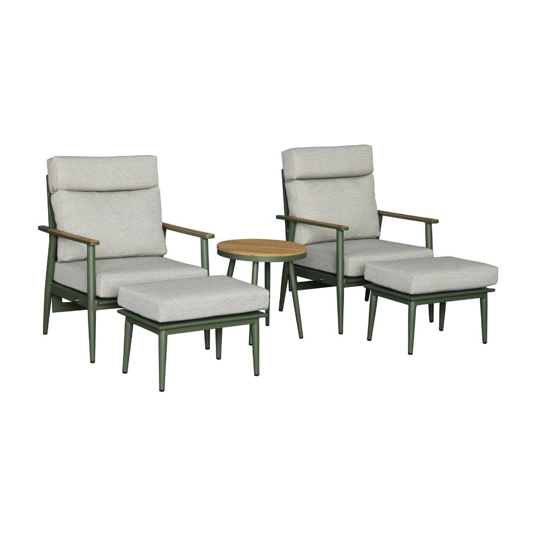 Wisley Reclining Sofa Chairs With Footstools & Coffee Table - Sage