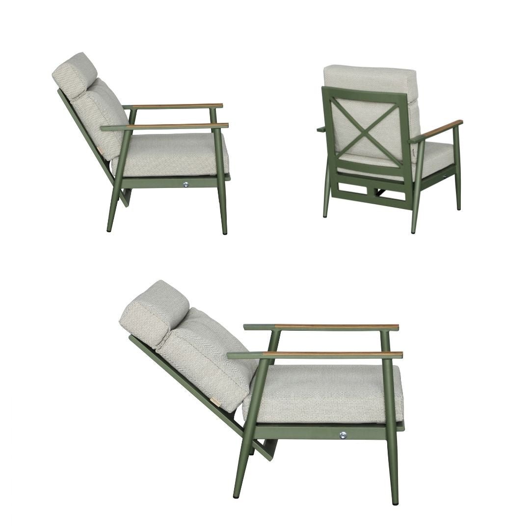 Wisley Reclining Sofa Chairs With Footstools & Coffee Table - Sage