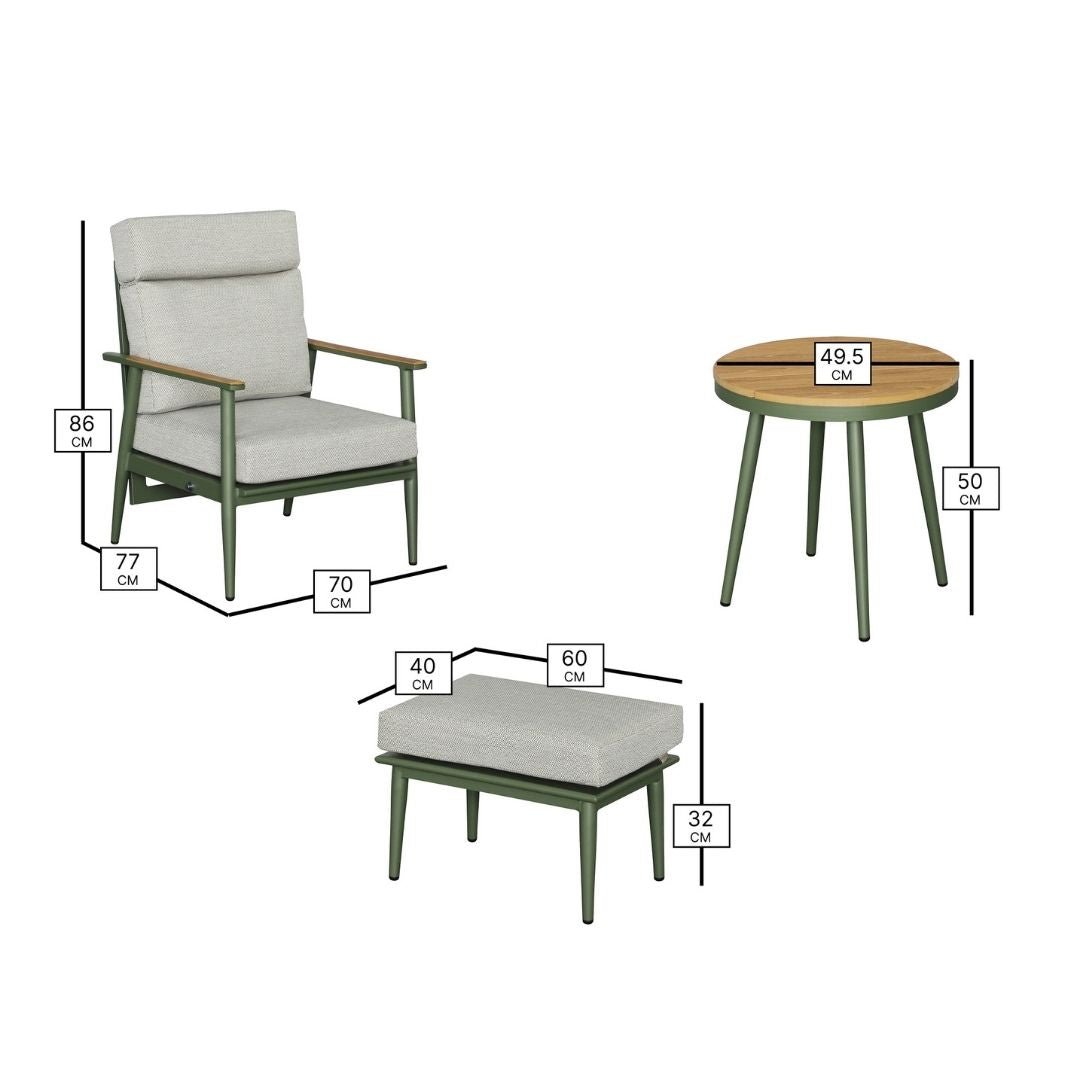 Wisley Reclining Sofa Chairs With Footstools & Coffee Table - Sage