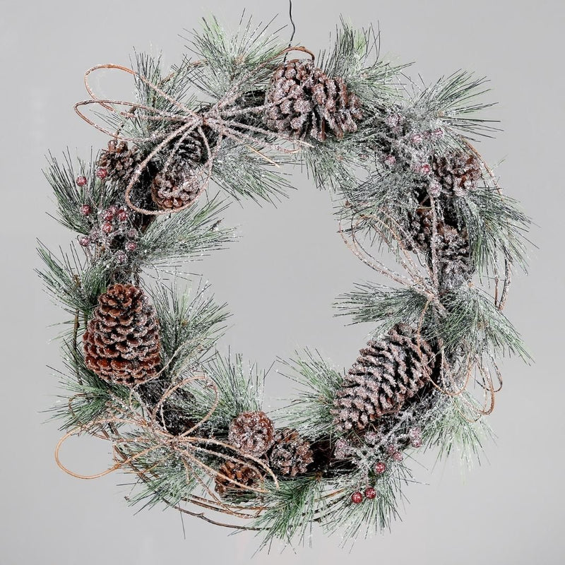 Christmas Wreath Frosted Pine Cones