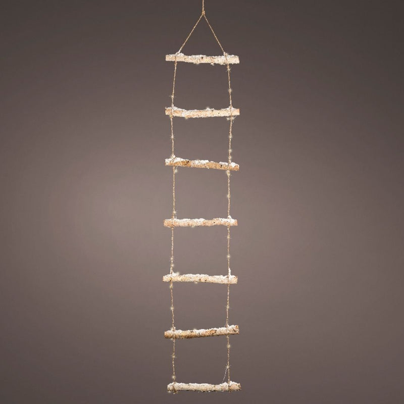 Micro LED Birch Ladder with Snow