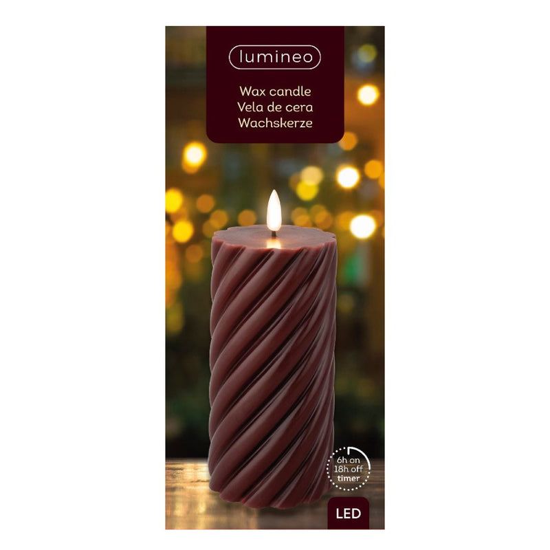 LED Christmas Candle Wax Swirl - Burgundy