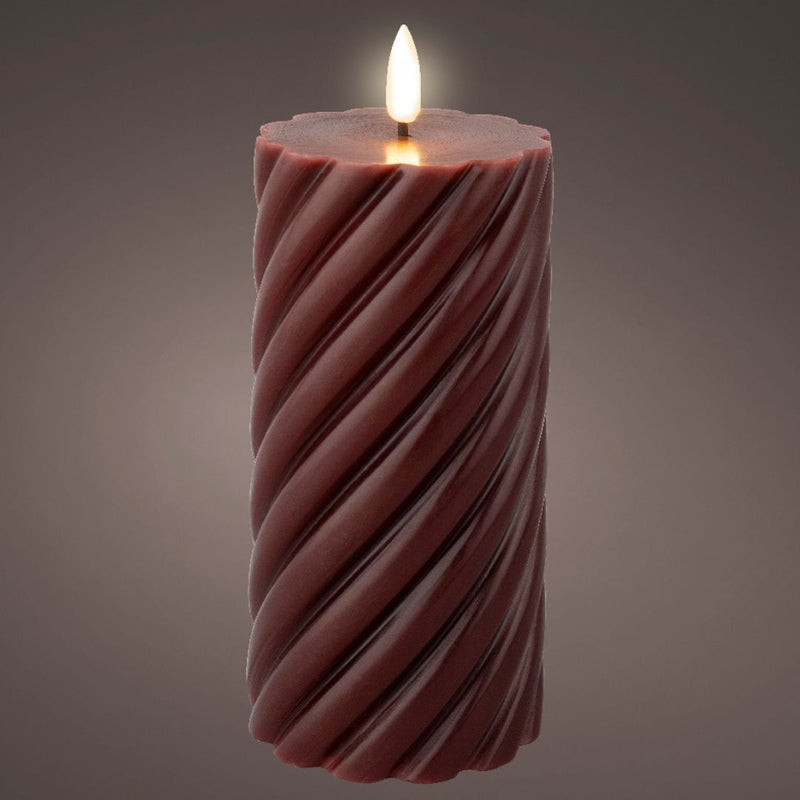 LED Christmas Candle Wax Swirl - Burgundy