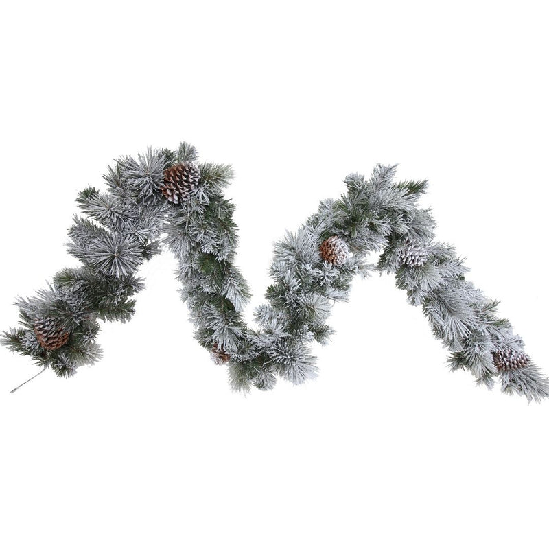 Nordic Pine Flocked Christmas Garland 9ft