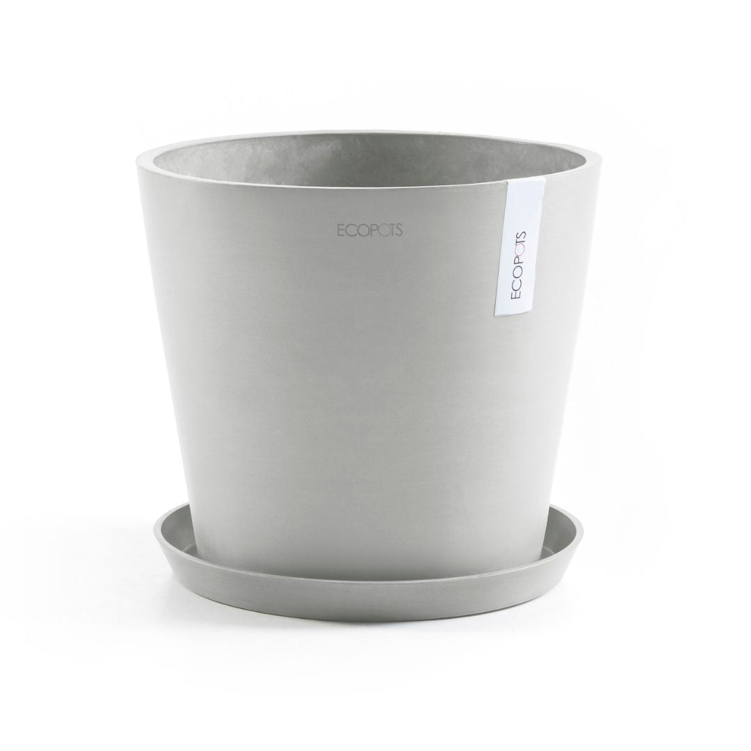 Ecopots Saucer Round White Grey