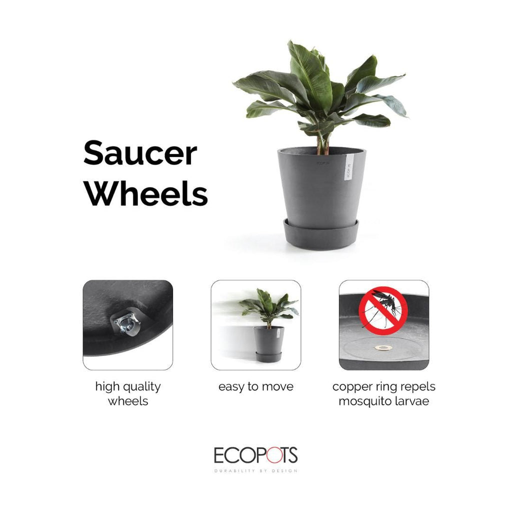 Tree Saucer Rim Ecopots Saucer Wheels Round Grey – Mobile & Durable Plant Support