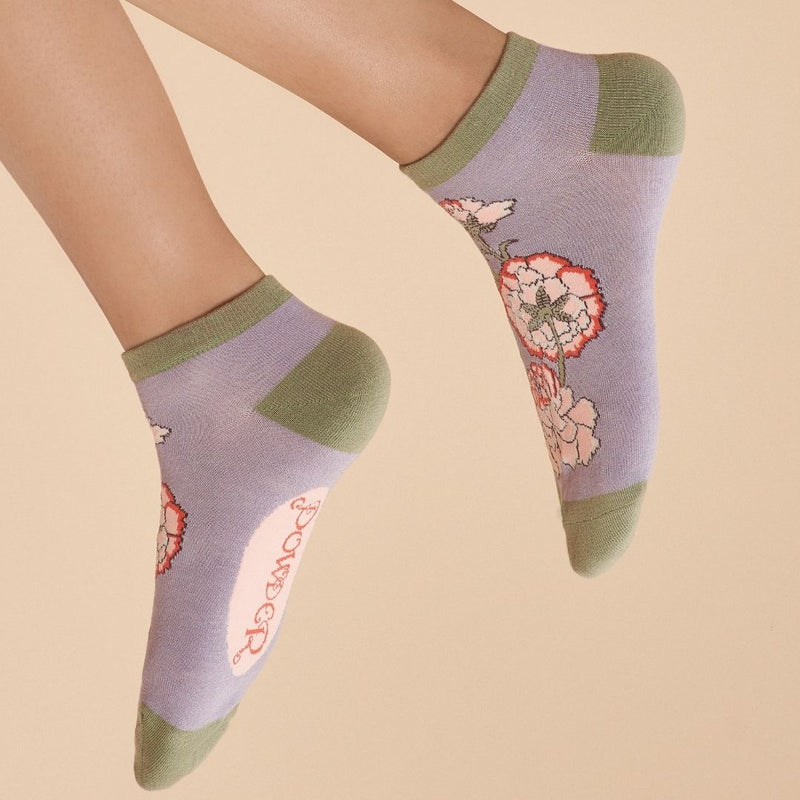 Lilac Paisley Trainer Socks - The Garden HousePowder