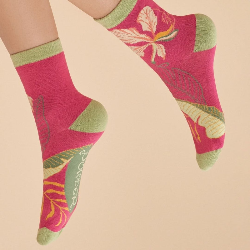 Tropical Ankle Socks Dark Rose - The Garden HousePowder